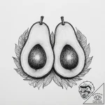 Tattoo design two halves of a avocado pit on… – tattoo sketch (№1754277990_0, 04.08.2025 03:26) — tattoovalue.net