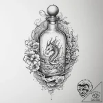 Tattoo sketch a tiny stylized potion bottle l… – tattoo sketch (№1754280395_0, 04.08.2025 04:06) — tattoovalue.net