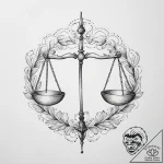 Tattoo sketch libra’s scales balanced by gent… – tattoo sketch (№1754280595_0, 04.08.2025 04:09) — tattoovalue.net