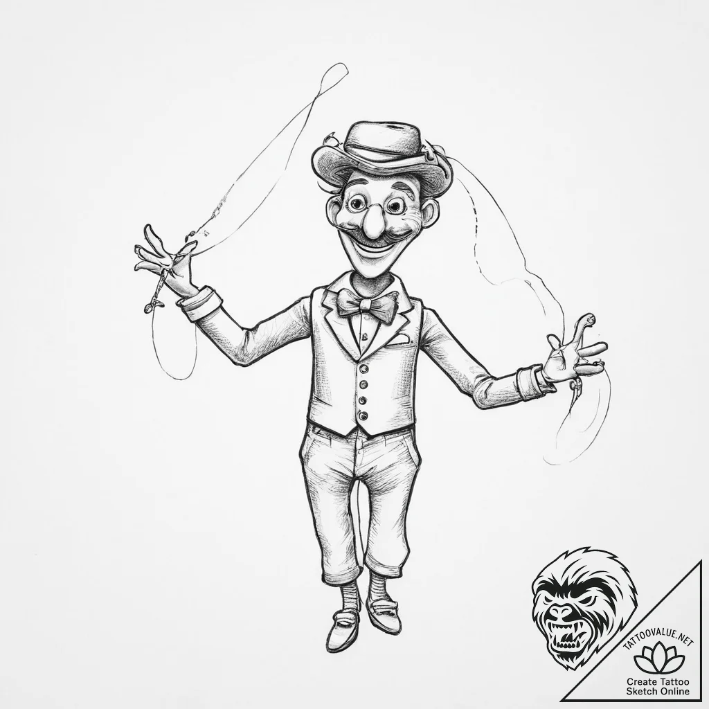 Puppeteer - tattoo sketch (№1754280793_0, 04.08.2025 04:13) — tattoovalue.net