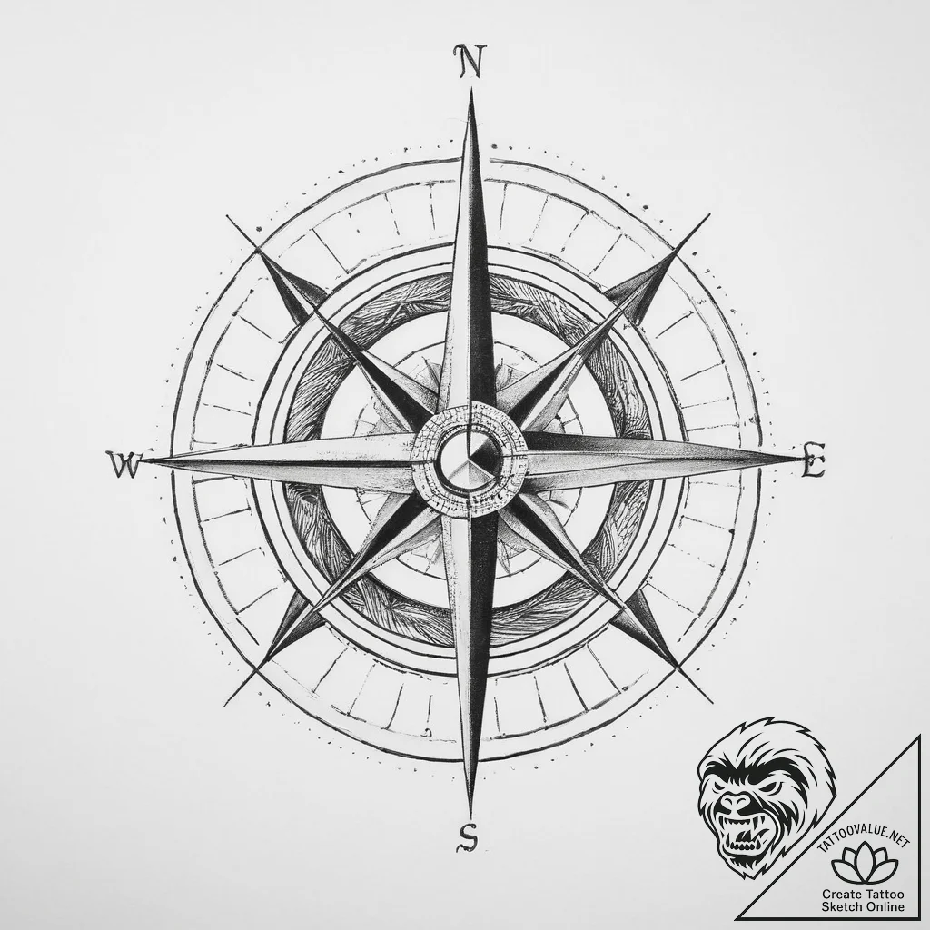 A compass rose (is there as wind rose, but ca... - tattoo sketch (№1754281391_0, 04.08.2025 04:23) — tattoovalue.net