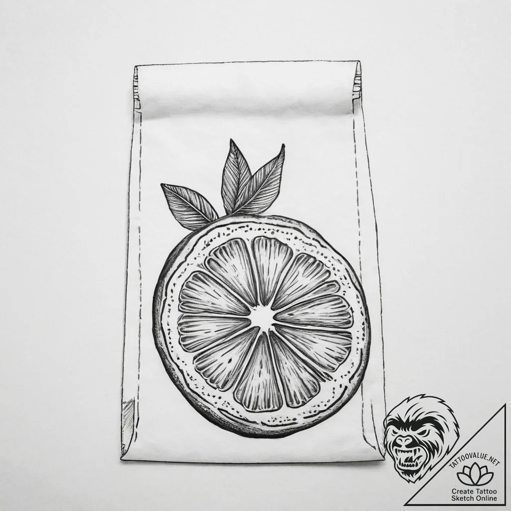 Tattoo design 'lemon slice' on one, 'tea bag'... - tattoo sketch (№1754281790_0, 04.08.2025 04:29) — tattoovalue.net