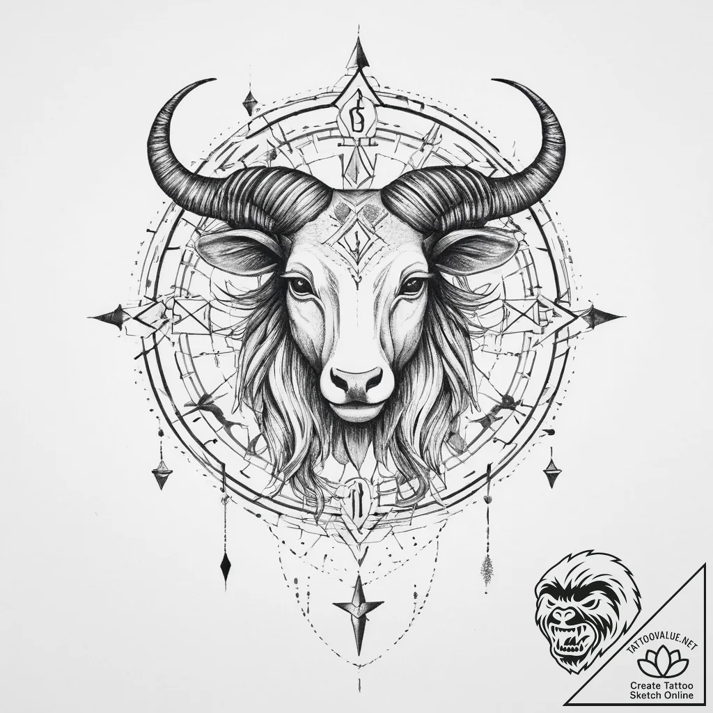 Tattoo design a zodiac symbol integrated into... - tattoo sketch (№1754282184_0, 04.08.2025 04:36) — tattoovalue.net