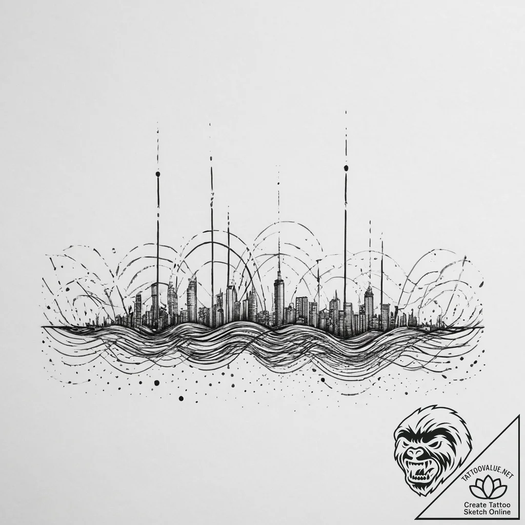 Tattoo sketch an abstract depiction of sound... - tattoo sketch (№1754282779_0, 04.08.2025 04:46) — tattoovalue.net