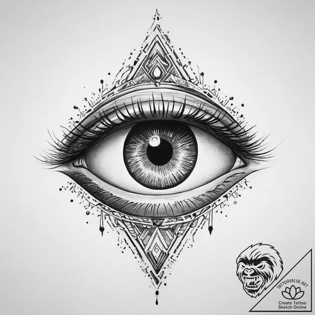 Tattoo sketch a cosmic eye that sees all, sym... - tattoo sketch (№1754283587_0, 04.08.2025 04:59) — tattoovalue.net