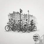 A shot of cyclists waiting for a traffic ligh… – tattoo sketch (№1754283784_0, 04.08.2025 05:03) — tattoovalue.net
