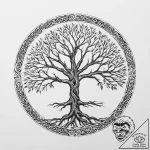 A graphic tattoo design featuring the tree of… – tattoo sketch (№1754284183_0, 04.08.2025 05:09) — tattoovalue.net