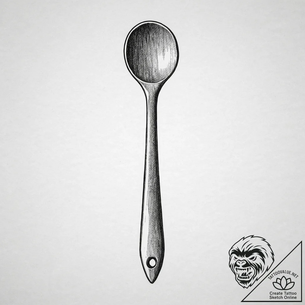 Tattoo sketch a small, rustic wooden spoon or... - tattoo sketch (№1754284383_0, 04.08.2025 05:13) — tattoovalue.net