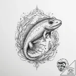 Axolotl, ink illustration for tattoo, old sch… – tattoo sketch (№1754284986_0, 04.08.2025 05:23) — tattoovalue.net
