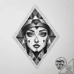 Harlequin, tattoo sketch design, dotwork tatt… – tattoo sketch (№1754285186_0, 04.08.2025 05:26) — tattoovalue.net