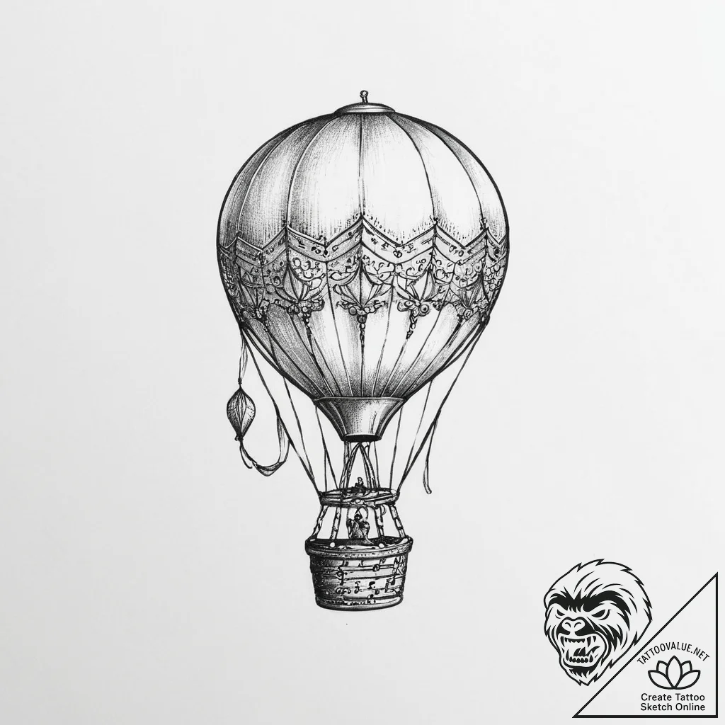 Tattoo design a small, cartoonish hot air bal... - tattoo sketch (№1754285784_0, 04.08.2025 05:36) — tattoovalue.net