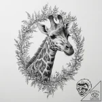 A giraffe gracefully eating leaves from a tal… – tattoo sketch (№1754285981_0, 04.08.2025 05:39) — tattoovalue.net