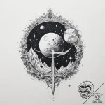 Tattoo design: a celestial landscape with sta… – tattoo sketch (№1754287774_0, 04.08.2025 06:09) — tattoovalue.net