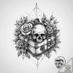 Tattoo design a stylized “ammo box” icon with… – tattoo sketch (№1754289172_0, 04.08.2025 06:32) — tattoovalue.net
