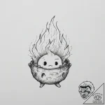 Calcifer from howl’s moving castle – tattoo sketch (№1754289771_0, 04.08.2025 06:42) — tattoovalue.net