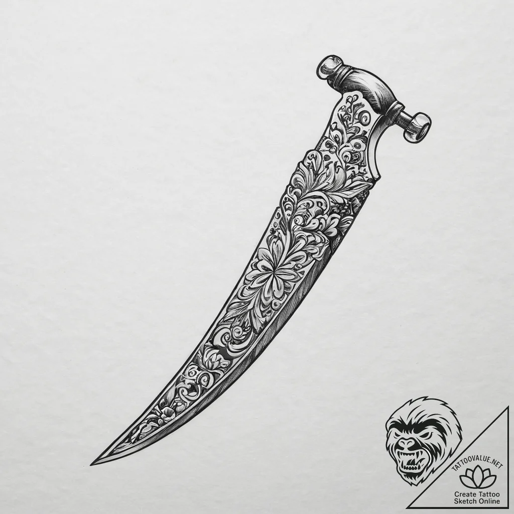 A straight razor (is there, but can be ornate... - tattoo sketch (№1754289972_0, 04.08.2025 06:46) — tattoovalue.net