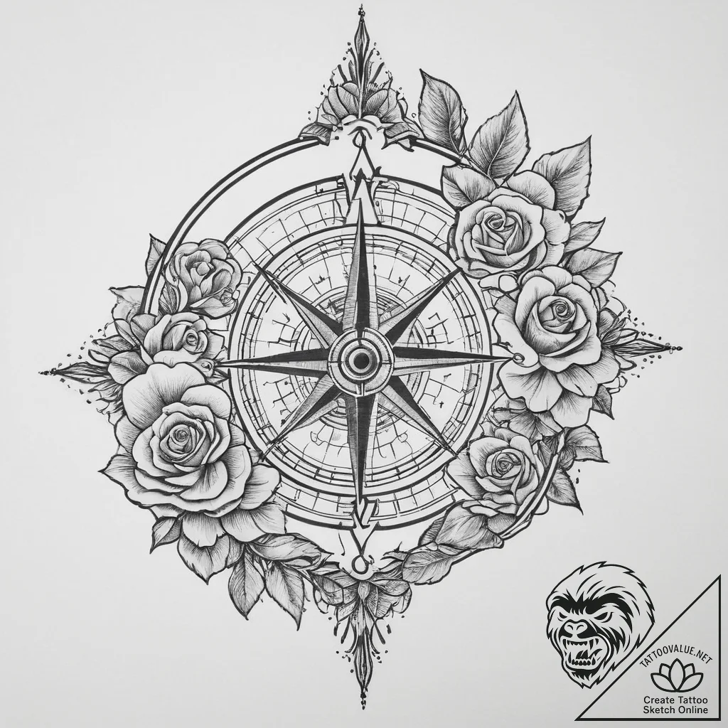 Tattoo sketch two parts of a simple compass t... - tattoo sketch (№1754290775_0, 04.08.2025 06:59) — tattoovalue.net