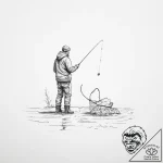 A person ice fishing on a vast, frozen lake. – tattoo sketch (№1754291172_0, 04.08.2025 07:06) — tattoovalue.net