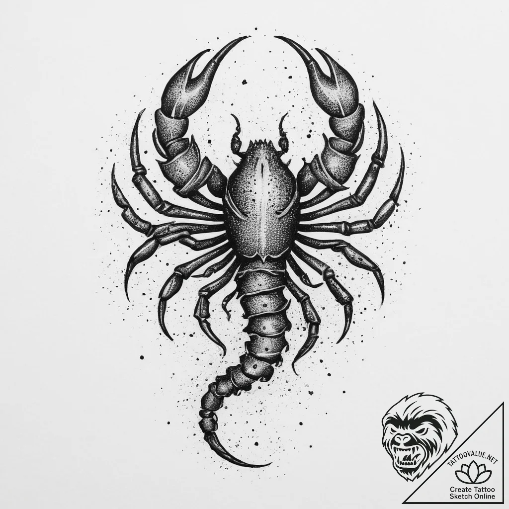 Tattoo design a scorpio symbol composed of da... - tattoo sketch (№1754291768_0, 04.08.2025 07:16) — tattoovalue.net