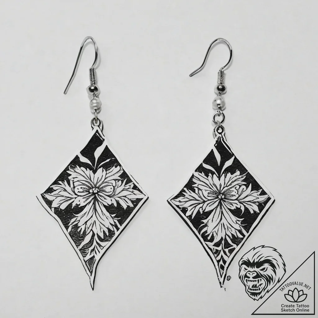 Tanjiro's hanafuda earrings from demon slayer - tattoo sketch (№1754292365_0, 04.08.2025 07:26) — tattoovalue.net