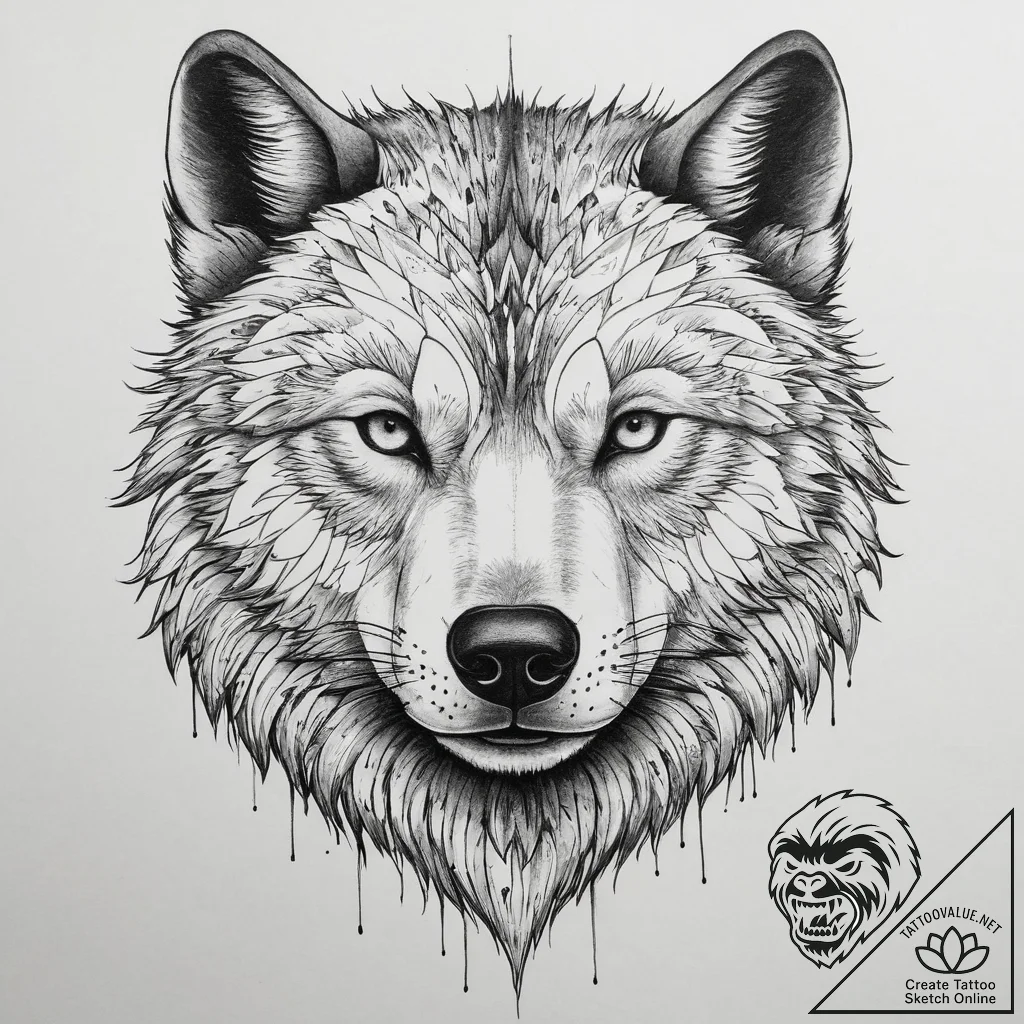 Tattoo sketch: a fierce animal (e.g., wolf or... - tattoo sketch (№1754293559_0, 04.08.2025 07:45) — tattoovalue.net