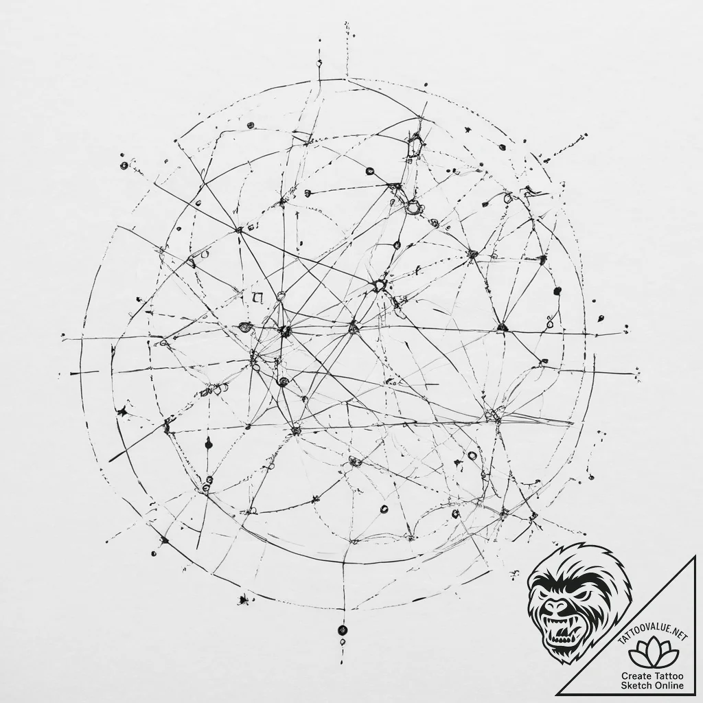 Tattoo design a fine line rendering of a comp... - tattoo sketch (№1754293758_0, 04.08.2025 07:49) — tattoovalue.net