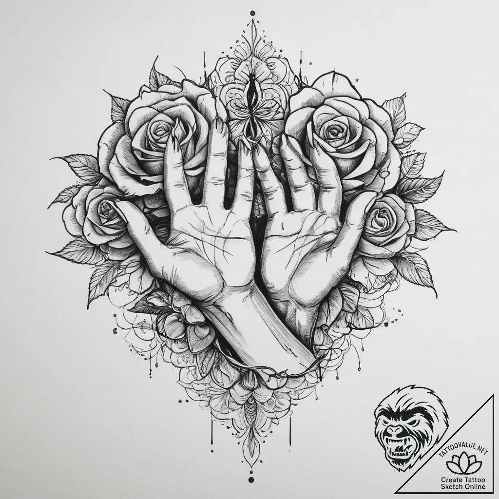Tattoo design a hand reaching out to another,... - tattoo sketch (№1754294155_0, 04.08.2025 07:55) — tattoovalue.net