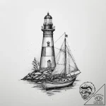 Tattoo sketch a lighthouse beam connecting tw… – tattoo sketch (№1754294555_0, 04.08.2025 08:02) — tattoovalue.net