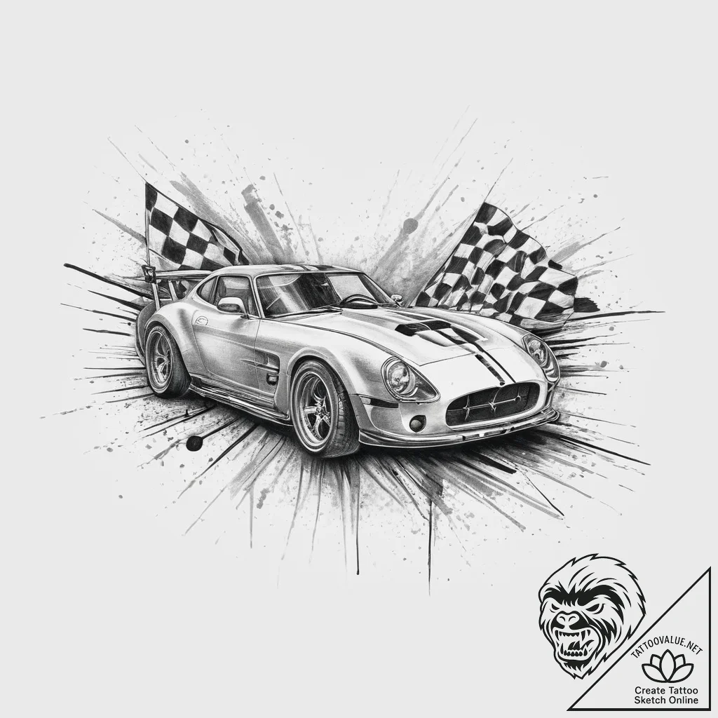 Tattoo sketch a stylized race track with a ch... - tattoo sketch (№1754294755_0, 04.08.2025 08:05) — tattoovalue.net