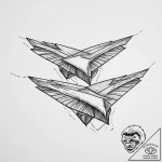 Tattoo design a small paper airplane flying f… – tattoo sketch (№1754295552_0, 04.08.2025 08:19) — tattoovalue.net