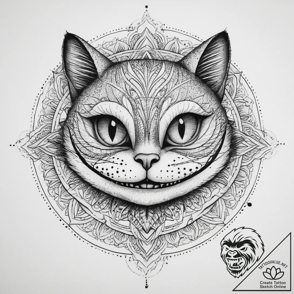 The cheshire cat's grin (is there, but can be... - tattoo sketch (№1754295752_0, 04.08.2025 08:22) — tattoovalue.net