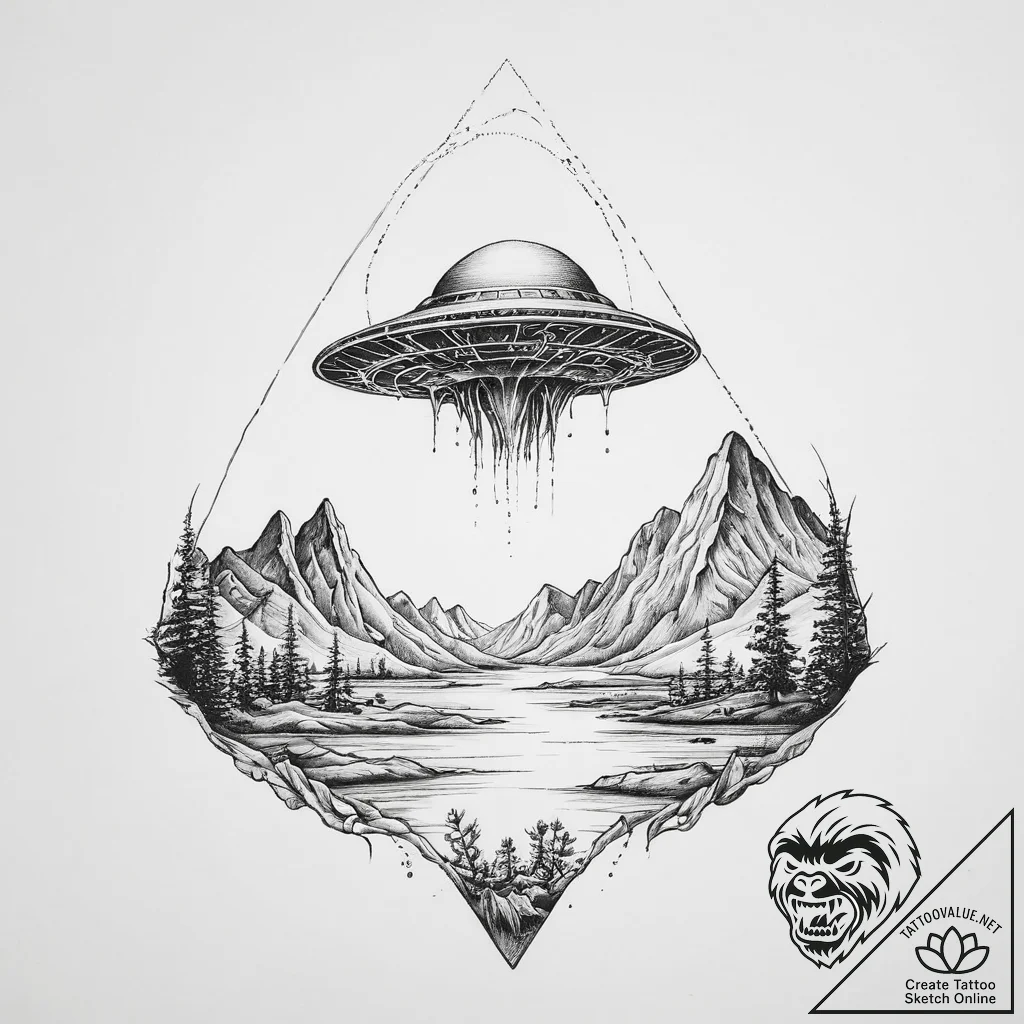 Alien landscape - tattoo sketch (№1754296949_0, 04.08.2025 08:42) — tattoovalue.net