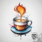 A close-up of a steaming espresso shot being… – tattoo sketch (№1754297745_0, 04.08.2025 08:55) — tattoovalue.net