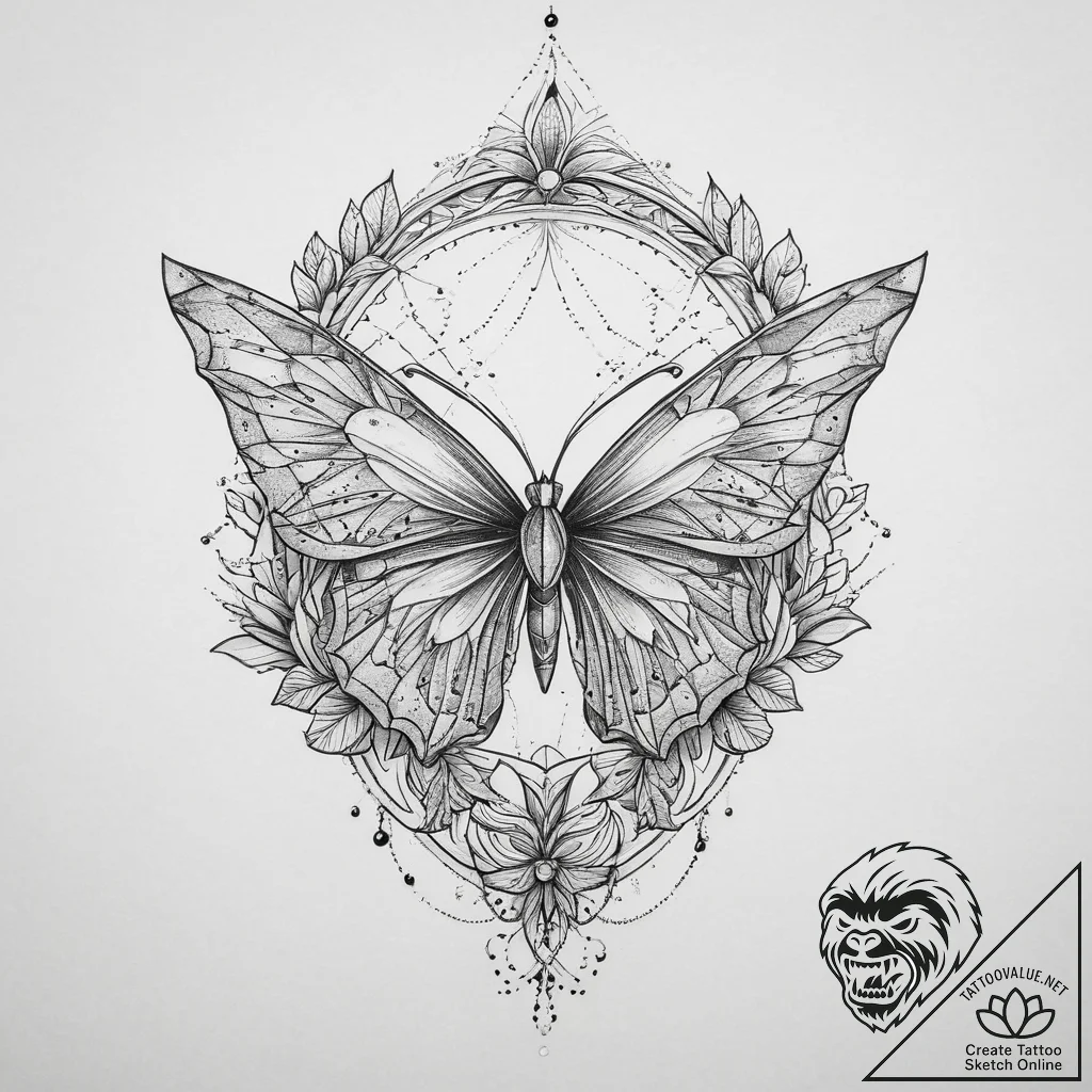 Origami, concept art for tattoo, neo traditio... - tattoo sketch (№1754297946_0, 04.08.2025 08:59) — tattoovalue.net