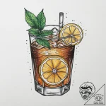 A glass of iced tea with lemon and mint, cond… – tattoo sketch (№1754298147_0, 04.08.2025 09:02) — tattoovalue.net