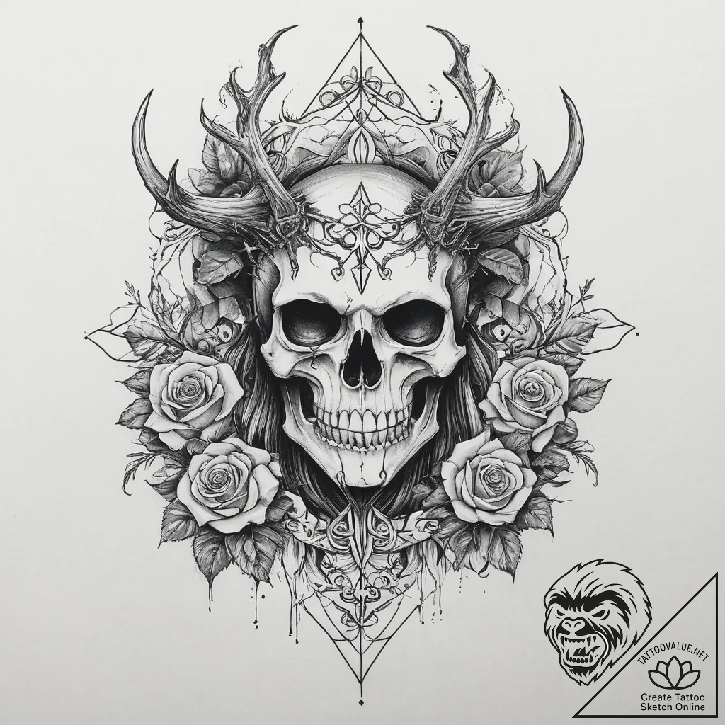 A slavic leshy (forest spirit), concept art f... - tattoo sketch (№1754298954_0, 04.08.2025 09:15) — tattoovalue.net