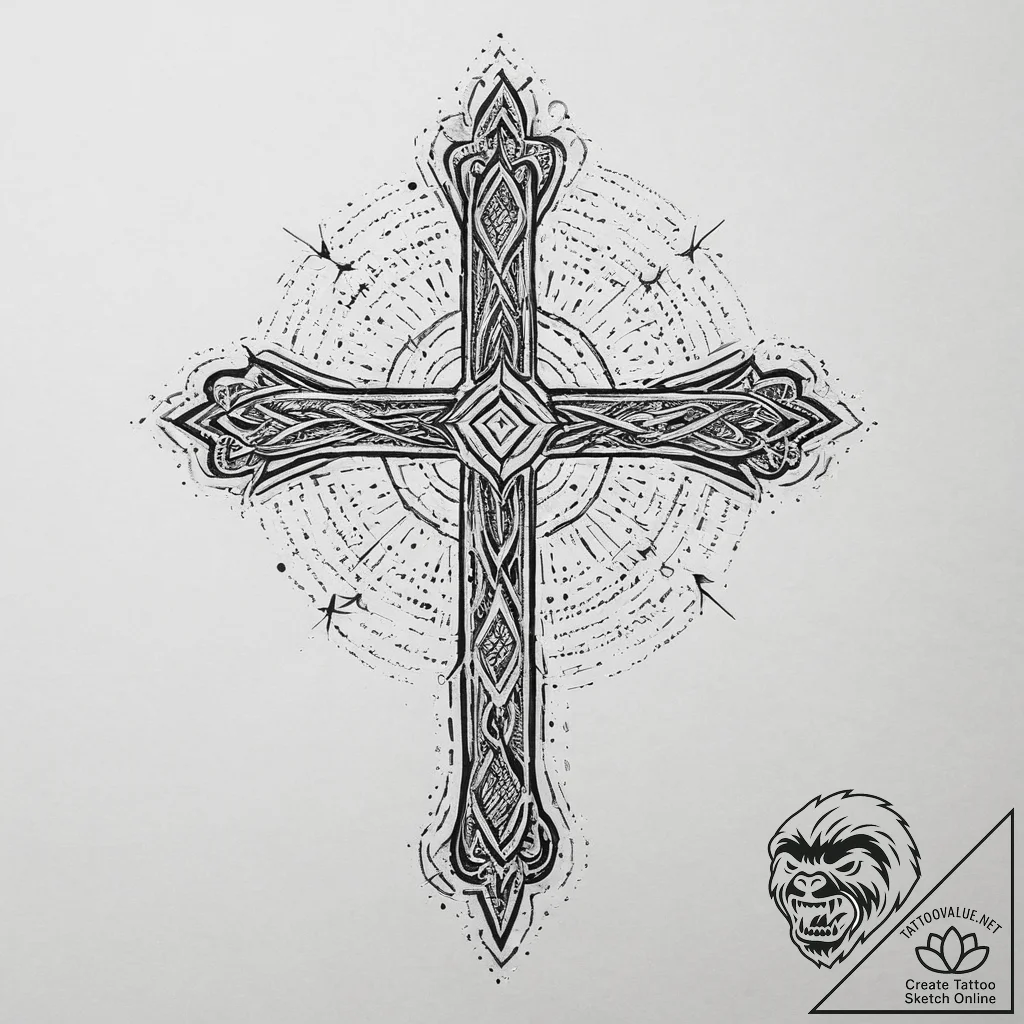 Tattoo sketch a magical warding symbol glowin... - tattoo sketch (№1754299359_0, 04.08.2025 09:22) — tattoovalue.net