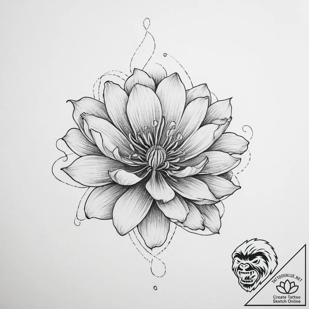 Tattoo design a flower whose petals are minia... - tattoo sketch (№1754299761_0, 04.08.2025 09:29) — tattoovalue.net