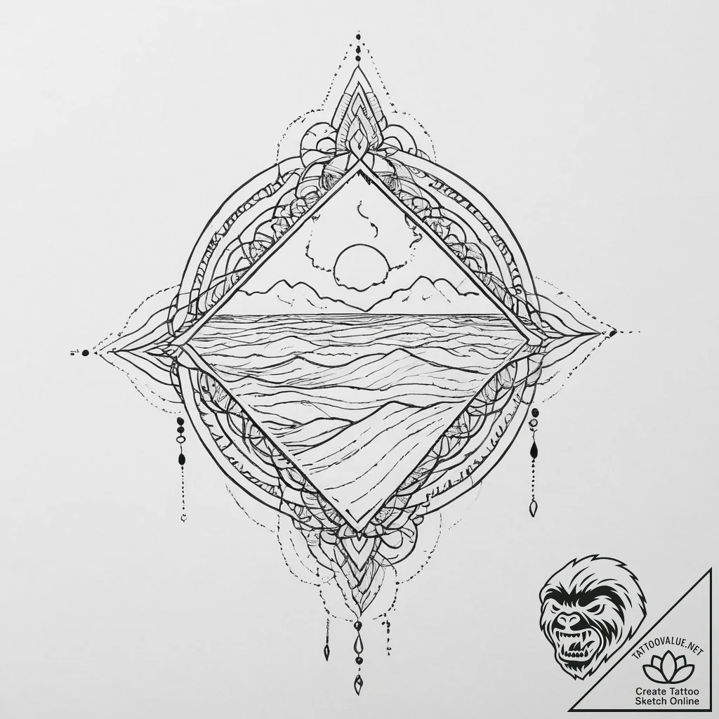 Tattoo sketch a minimalist wave cresting towa... - tattoo sketch (№1754299960_0, 04.08.2025 09:32) — tattoovalue.net