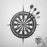 A person playing darts in a dimly lit pub. – tattoo sketch (№1754300161_0, 04.08.2025 09:36) — tattoovalue.net