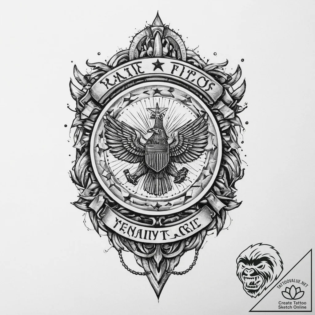 Tattoo design a generic military badge or ins... - tattoo sketch (№1754300560_0, 04.08.2025 09:42) — tattoovalue.net