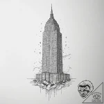 Tattoo design a towering skyscraper, symboliz… – tattoo sketch (№1754301159_0, 04.08.2025 09:52) — tattoovalue.net