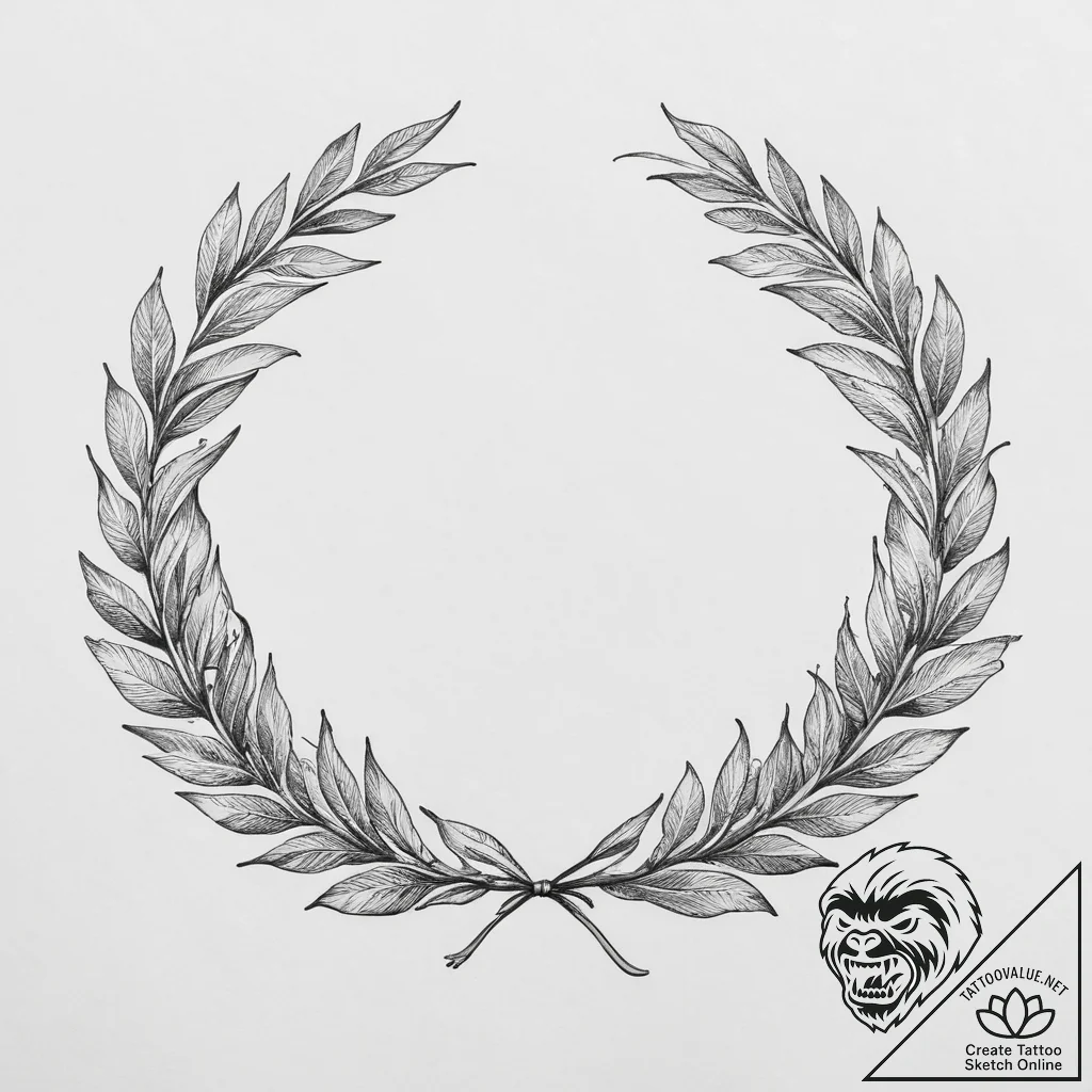 Tattoo design a laurel wreath, for triumph an... - tattoo sketch (№1754301759_0, 04.08.2025 10:02) — tattoovalue.net