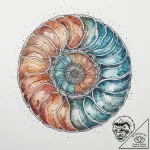 Ammonite fossil, tattoo flash sheet design, o… – tattoo sketch (№1754301957_0, 04.08.2025 10:05) — tattoovalue.net