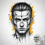 Tattoo design: perun’s face, half-shadowed, h… – tattoo sketch (№1754302558_0, 04.08.2025 10:15) — tattoovalue.net