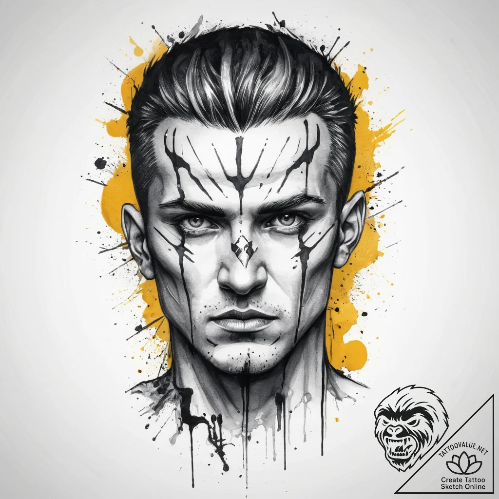 Tattoo design: perun's face, half-shadowed, h... - tattoo sketch (№1754302558_0, 04.08.2025 10:15) — tattoovalue.net