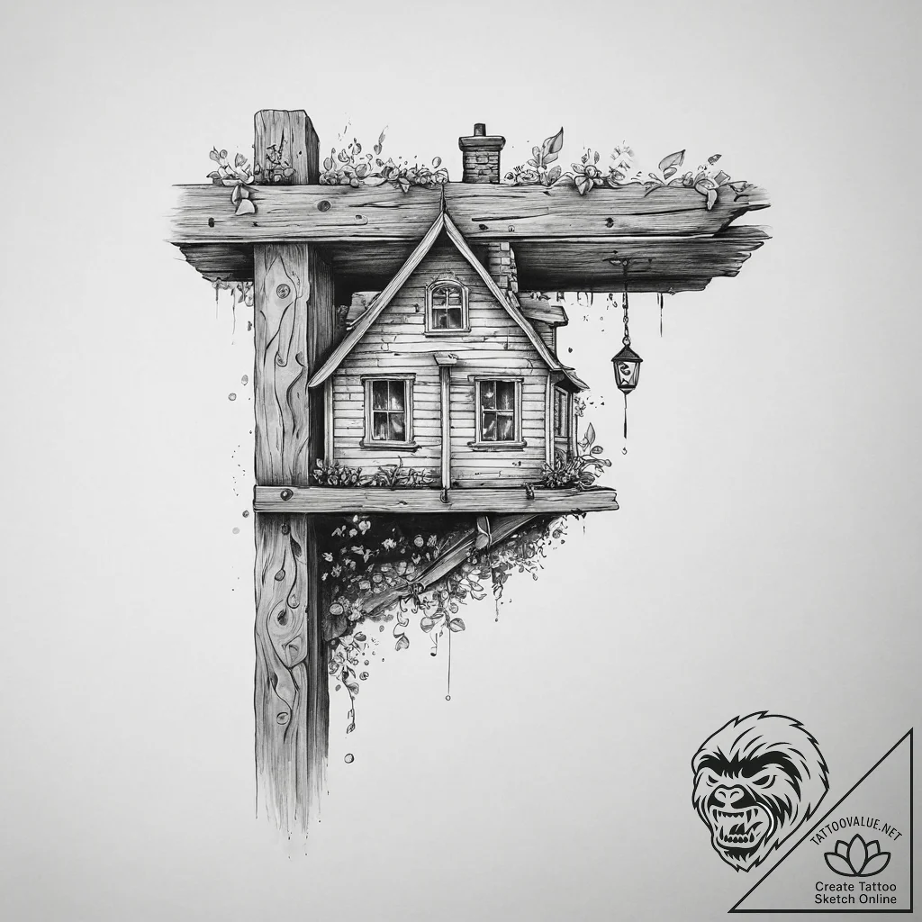 A sketch style tattoo of a domovoy, the house... - tattoo sketch (№1754303353_0, 04.08.2025 10:29) — tattoovalue.net