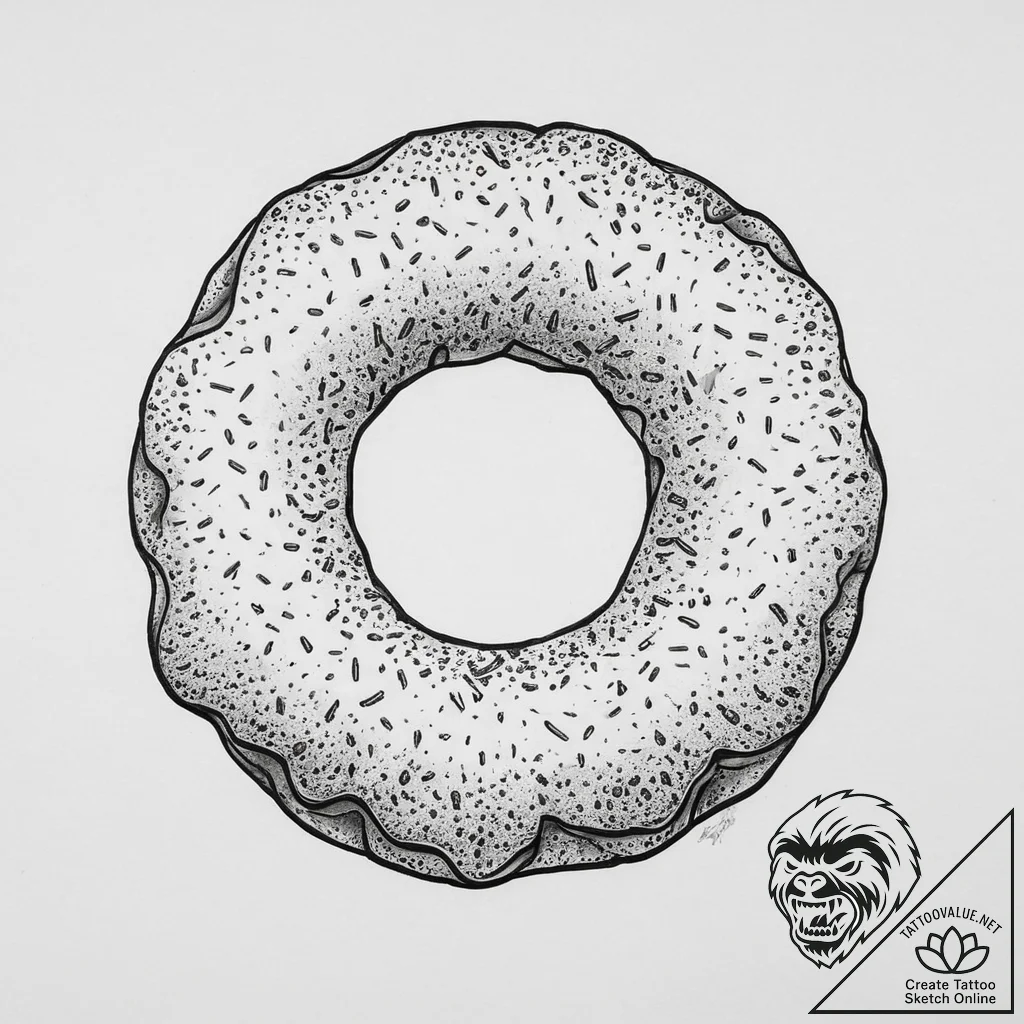 Tattoo design two halves of a donut., ink ill... - tattoo sketch (№1754303754_0, 04.08.2025 10:35) — tattoovalue.net