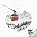 The view from a cable car ascending a snowy m… – tattoo sketch (№1754305154_0, 04.08.2025 10:59) — tattoovalue.net