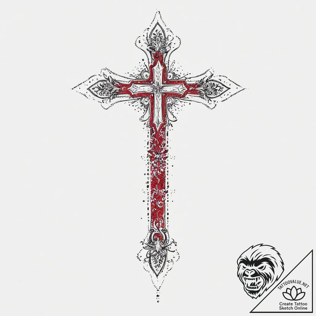 Inverted cross, ink illustration for tattoo,... - tattoo sketch (№1754306159_0, 04.08.2025 11:15) — tattoovalue.net